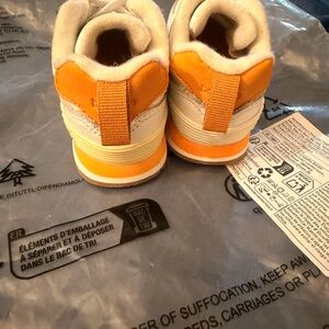 New Balance Kids Orange and White High-Top Sneakers